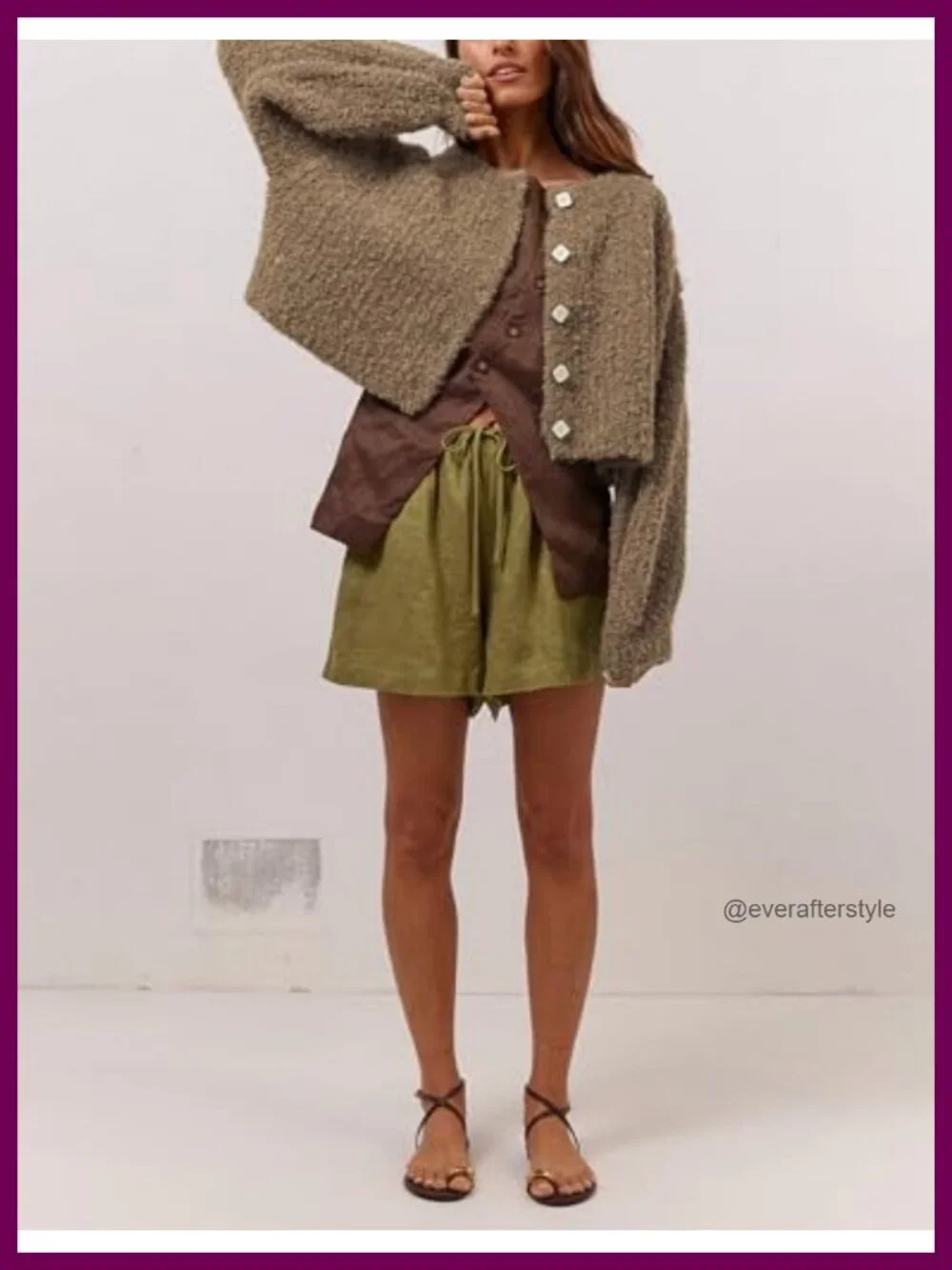 Women Cropped Fluffy Cardigan Sweater with Buttons
